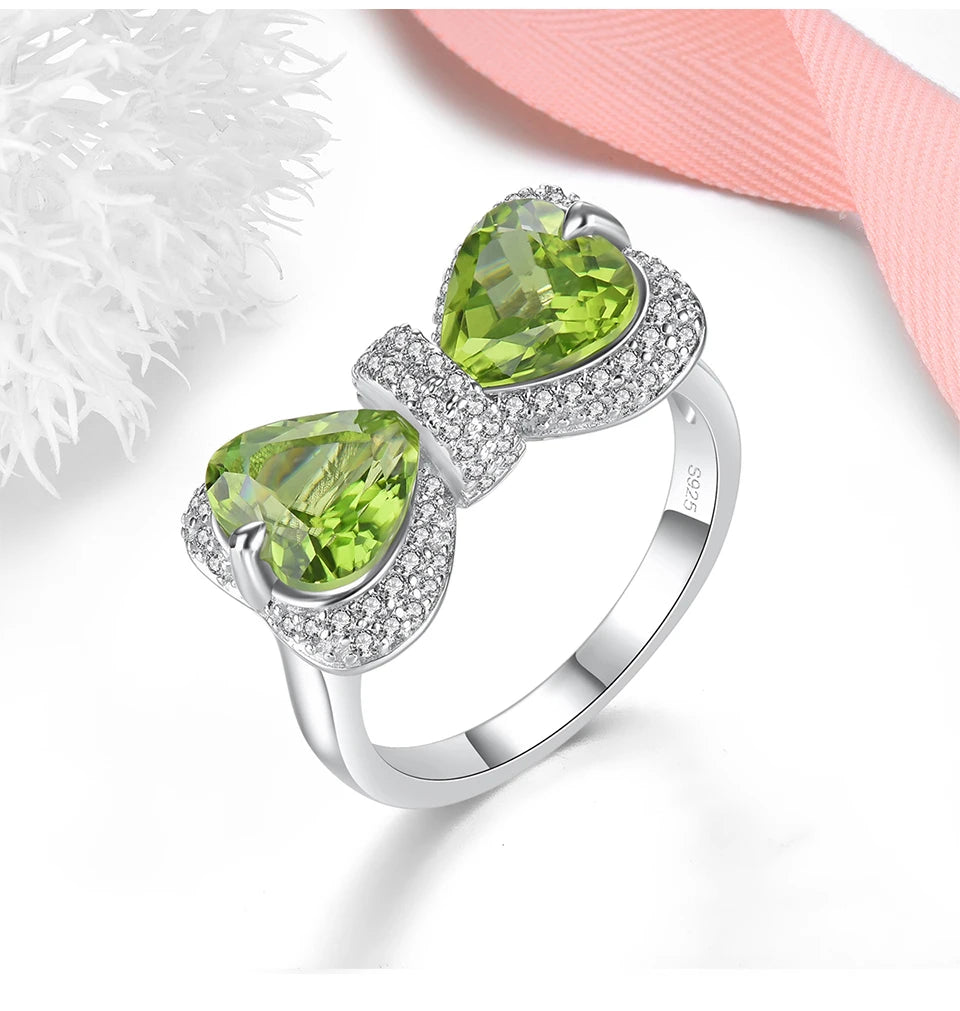 Natural Peridot Solid Sterling Silver Rings 3.8 Carats Genuine Birthstone Romantic Elegant Fine Jewelrys S925 Design