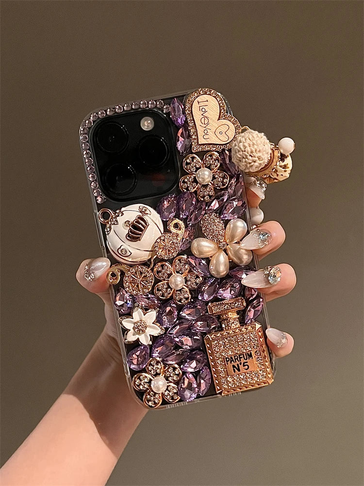 High Quality Luxurious Glitter Phone Case For iPhone 16 15 14 13 12 11 Pro Max Diamond Bling Cover For iPhone 16Pro Rhinestones