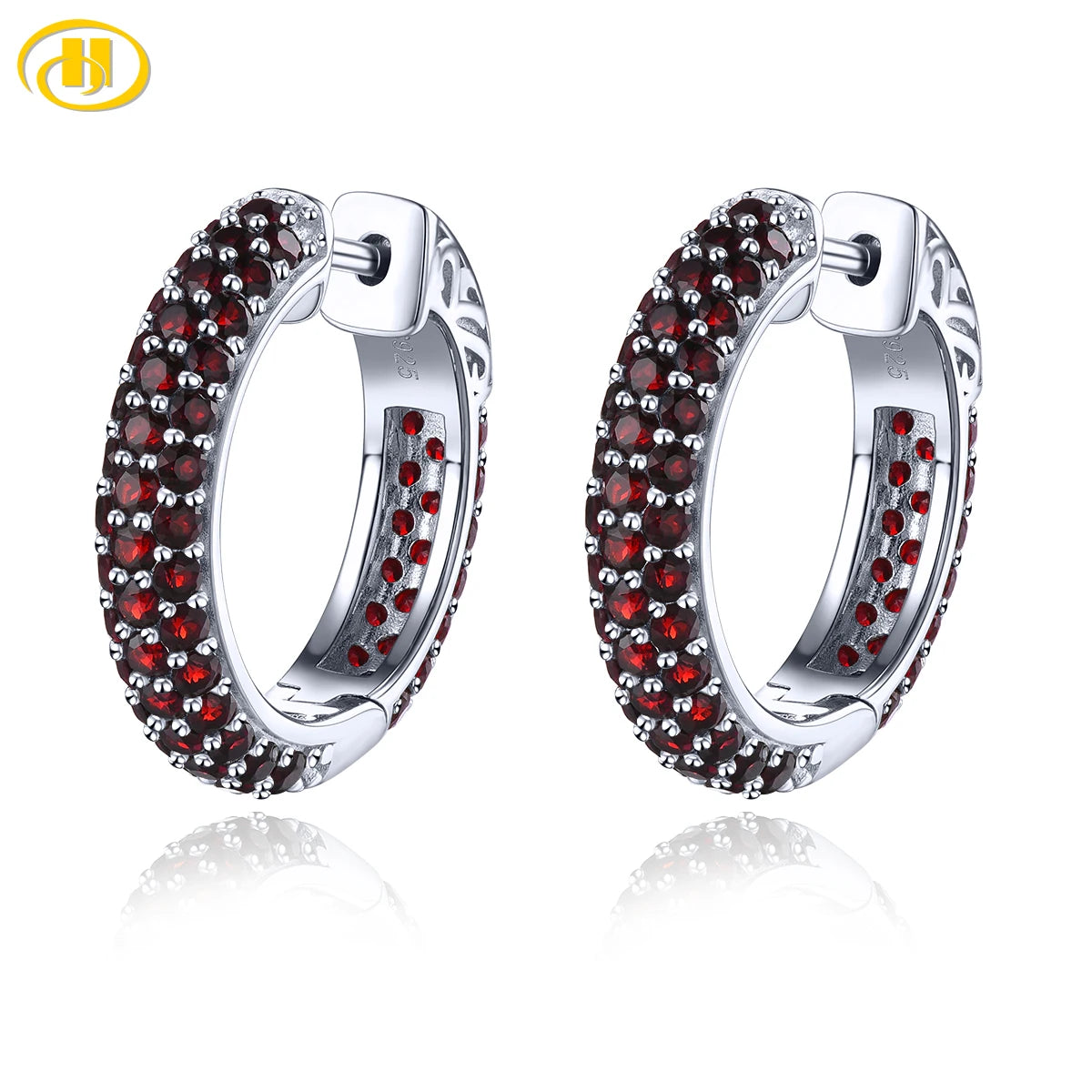 Natural Black Spinel Silver Hoop Earring S925 Yellow Gold  Spinel Classic Original Style Top Quality