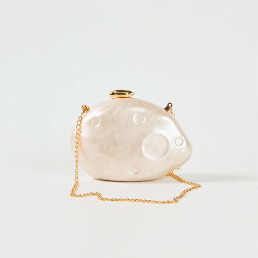 Stone shape  bag  cute ivory pearl