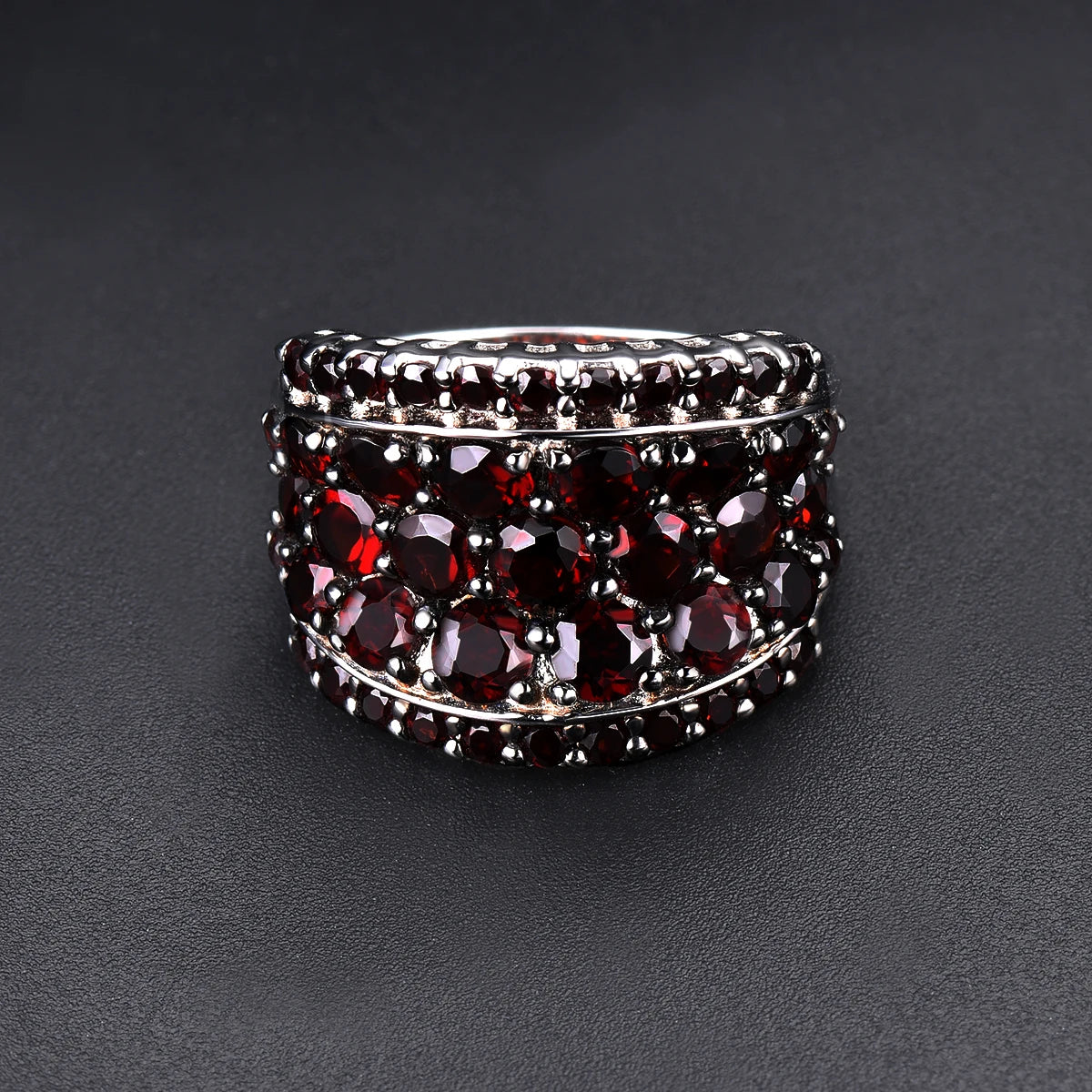 Silver Garnet Ring 925 Jewelry