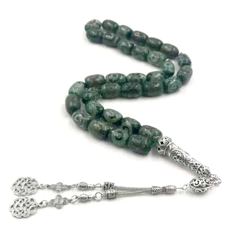 Green Eyes Agates stone Tasbih natural agates stone Men prayer beads rosary