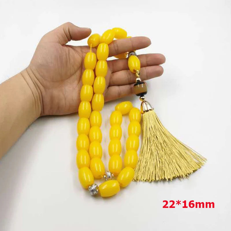 Big size Yellow Resin TasbihPrayer Beads arab fashion bracelet Kuwait misbaha