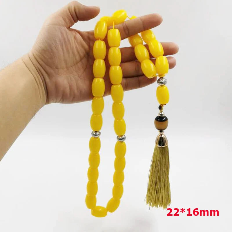 Big size Yellow Resin TasbihPrayer Beads arab fashion bracelet Kuwait misbaha