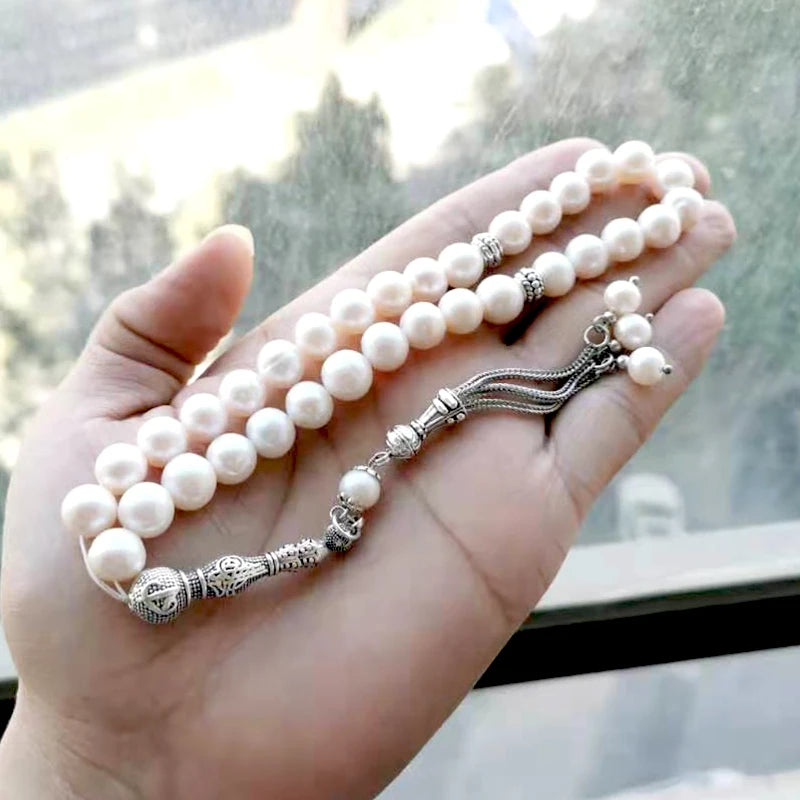 Tasbih Natural Pearl Hot sale style Freshwater pearl misbaha rosary bead pearl bracelet Women Love gift Islamic jewelry Eid gift