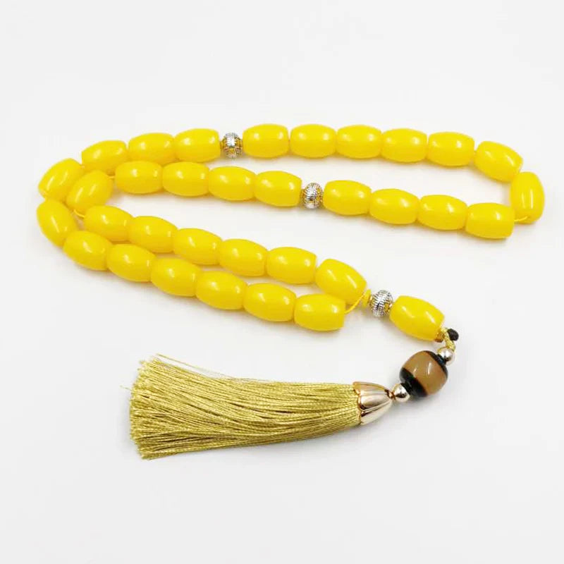 Big size Yellow Resin TasbihPrayer Beads arab fashion bracelet Kuwait misbaha