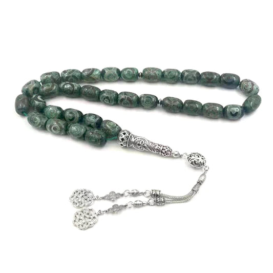 Green Eyes Agates stone Tasbih natural agates stone Men prayer beads rosary