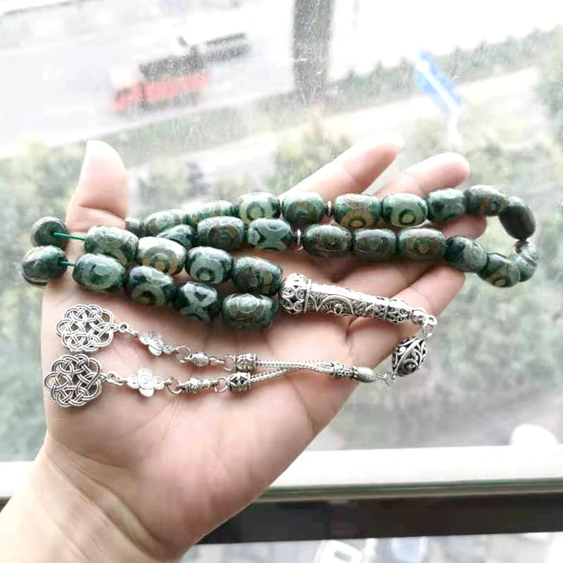 Green Eyes Agates stone Tasbih natural agates stone Men prayer beads rosary