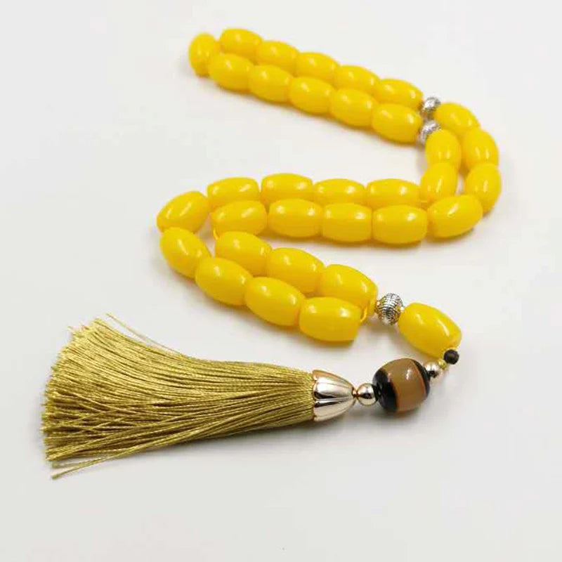 Big size Yellow Resin TasbihPrayer Beads arab fashion bracelet Kuwait misbaha