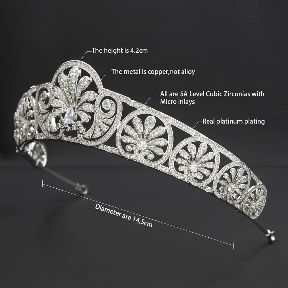 Luxury  Zirconia Crown Accessories Princess  Crystal Queens