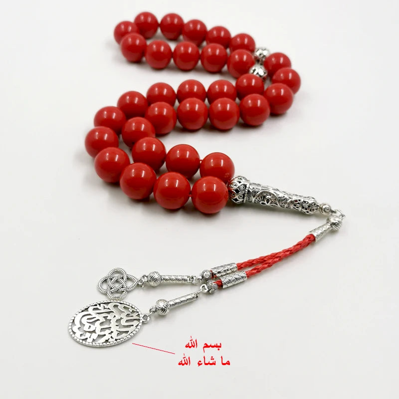 Big Size Tasbih 20mm Red resin Muslim prayer beads Eid gifts Ramadan islamic misbaha arabic rosary