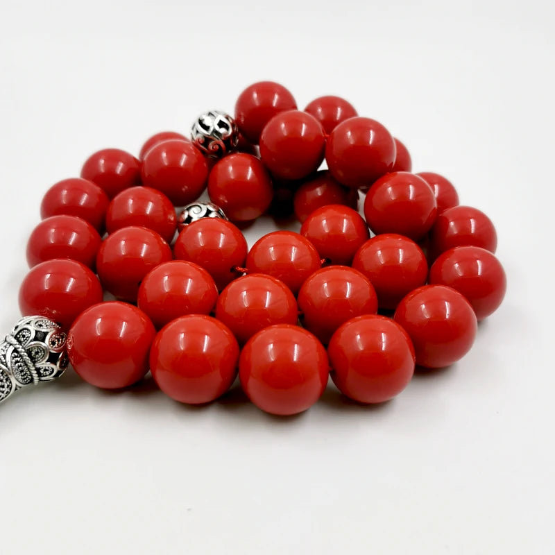 Big Size Tasbih 20mm Red resin Muslim prayer beads Eid gifts Ramadan islamic misbaha arabic rosary