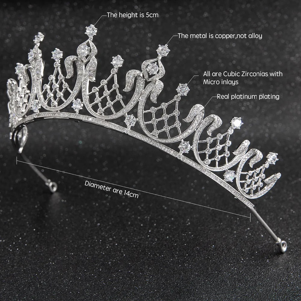 Luxury  Zirconia Crown Accessories Princess  Crystal Queens