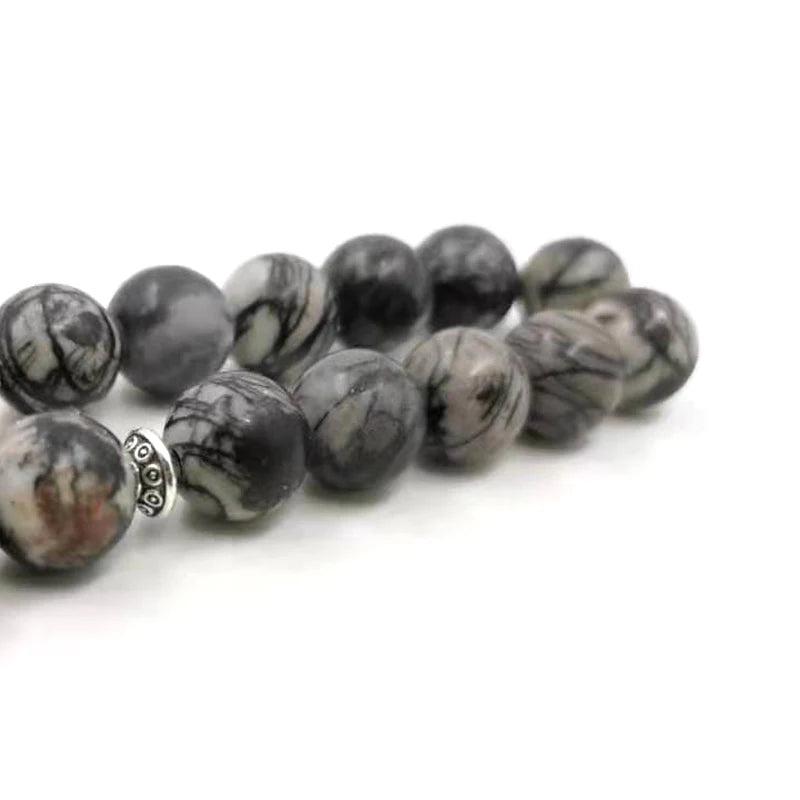 Tasbih Black Network Jasper with Mashallah Pendant misbaha prayer beads 33 66 99beads