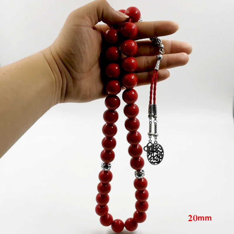 Big Size Tasbih 20mm Red resin Muslim prayer beads Eid gifts Ramadan islamic misbaha arabic rosary