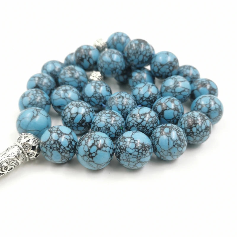 Natural Mongolian turquoise gemstone Big size muslim prayer bead for men misbaha islamic ramadan eid