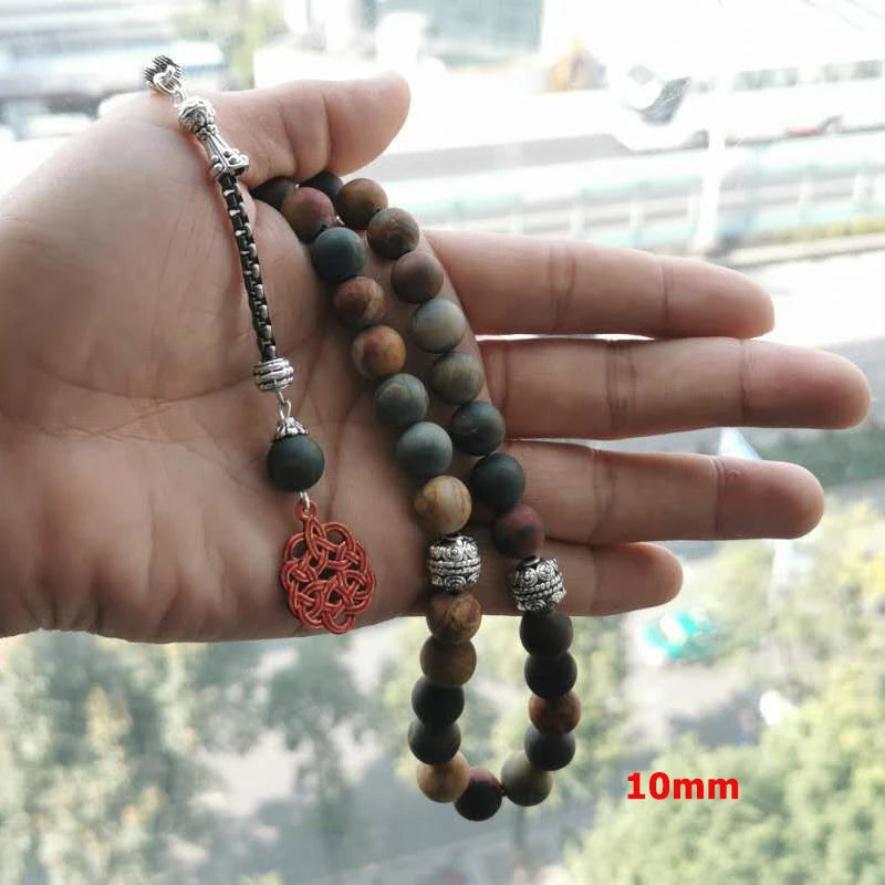 Tasbih Natural Jasper Red Picasso stone  beads bracelet muslim accessories  islamic turkish jewelry