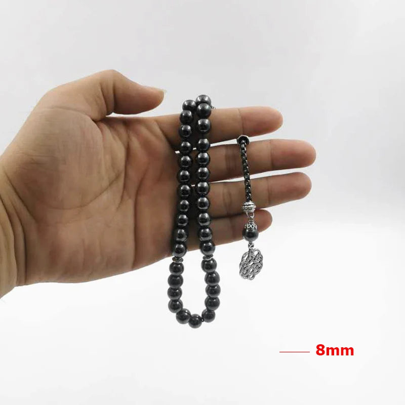 Tasbih Natural Hematite style misbaha muslim prayer beads islamic stone Rosary bracelet gifts for EID