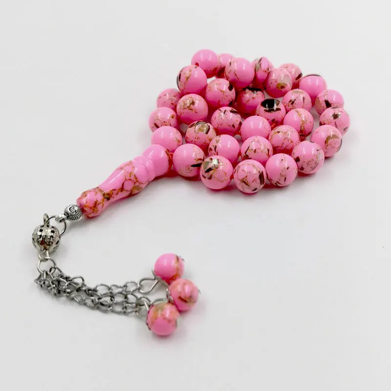 Tasbih pink stone inside Natural seashell misbaha muslim women Prayer Beads Islamic Eid gift rosary