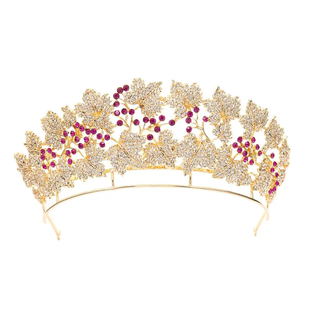 Classic Rhinestone Leaf Hair Accessories Crystal Crown Fashion Bride Wedding Headdress Princess Birthday Tiara HG129