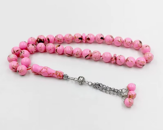 Tasbih pink stone inside Natural seashell misbaha muslim women Prayer Beads Islamic Eid gift rosary