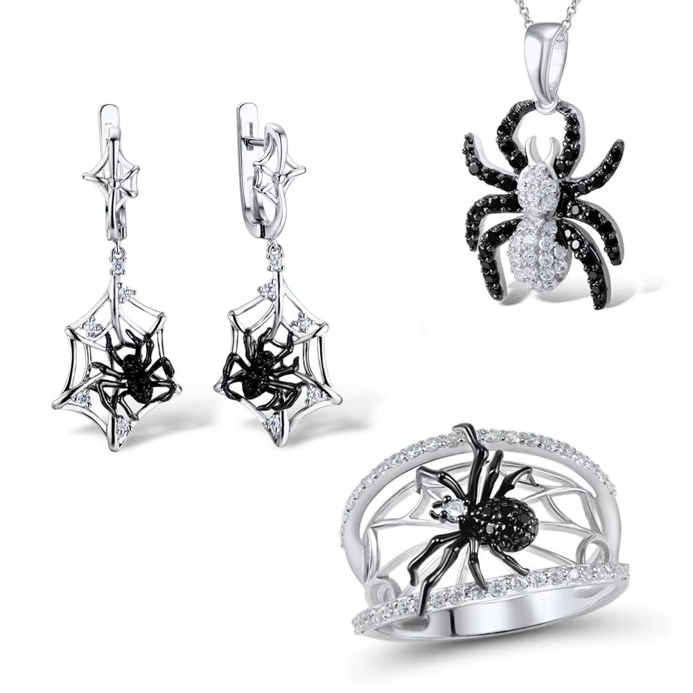 Silver Jewelry Set  Black  Set Pure