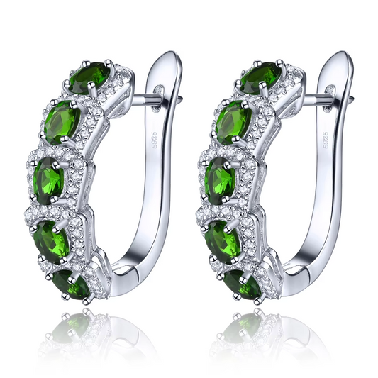 Natural Chrome Diopside Solid Sterling Silver Classic Fine Jewelry Style Top Quality