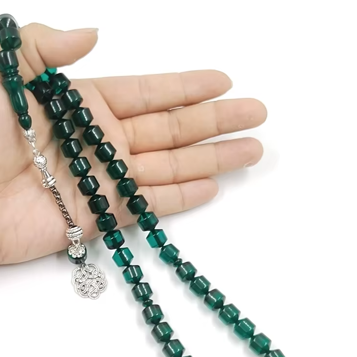 Tasbih green resin Muslim islamic fashion bracelet Rosary prayer beads Misbaha