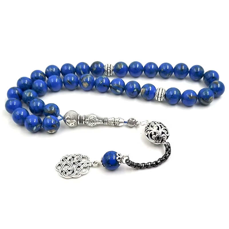 Tasbih Blue Stone Inside Natural shell  islamic Misbaha Rosary