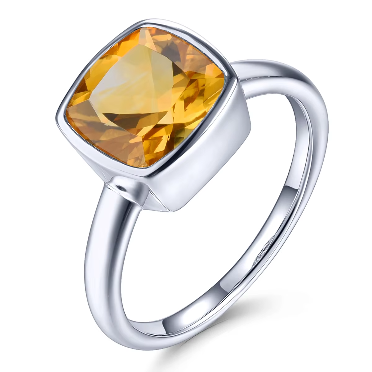 Natural Citrine Solid Silver Rings 1.9 Carats Genuine Gemstone Classic