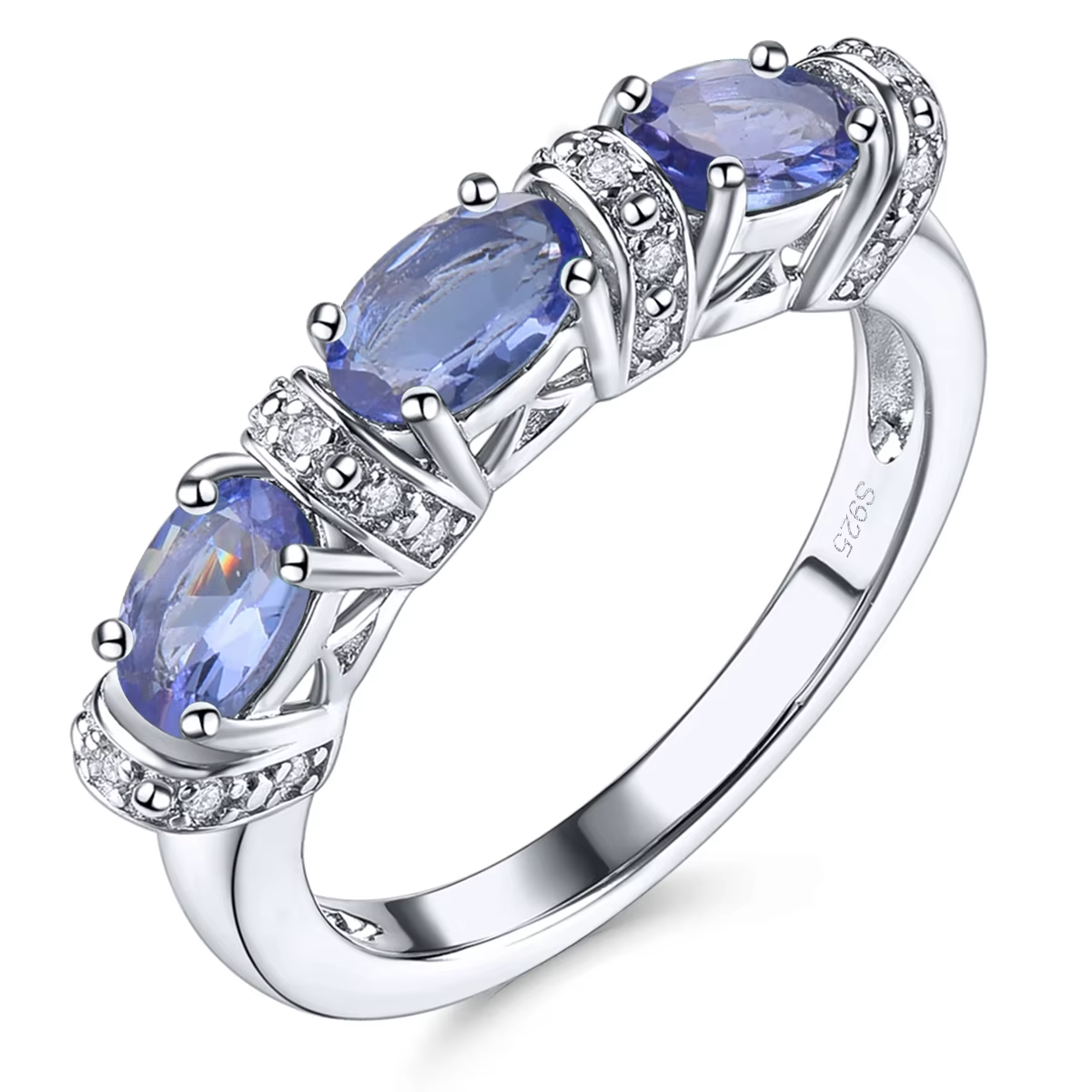 Natural Tanzanite Solid Sterling Silver Rings 1.35 Carats Genuine Gemstone Classic Fine Jewelry Decorations S925