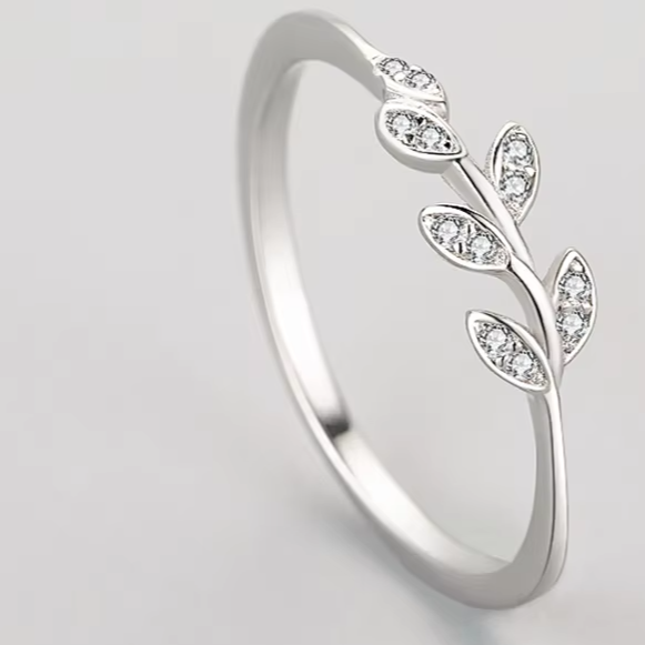 925 Sterling Silver Plant Clear Zircon  Jewelry