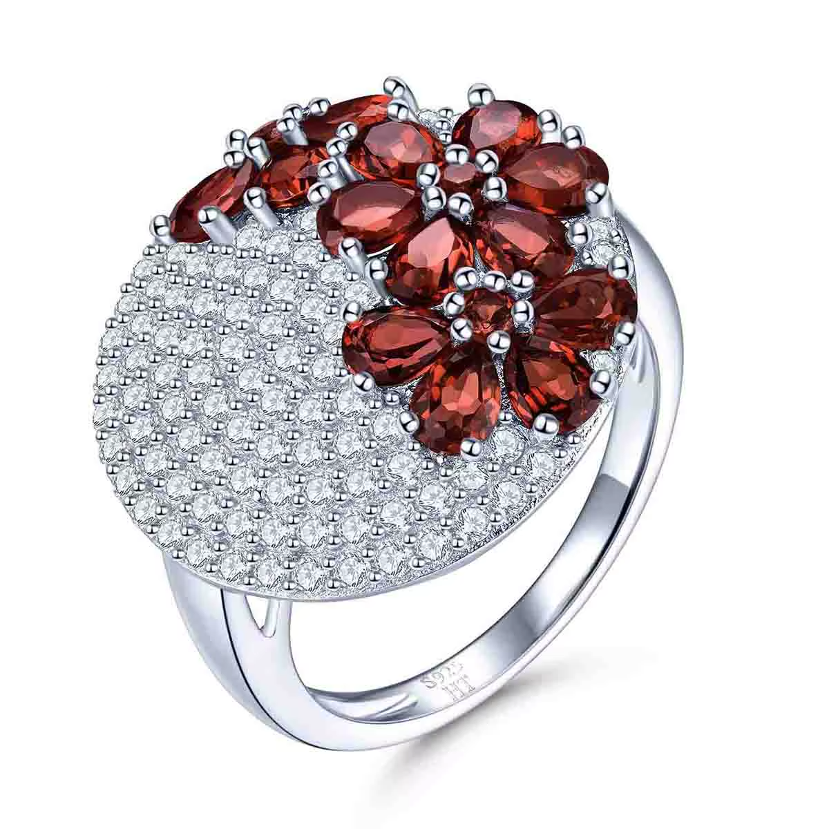 Natural Red Garnet  2.85 Carats 925 Silver  Wedding Engagement Unique Special