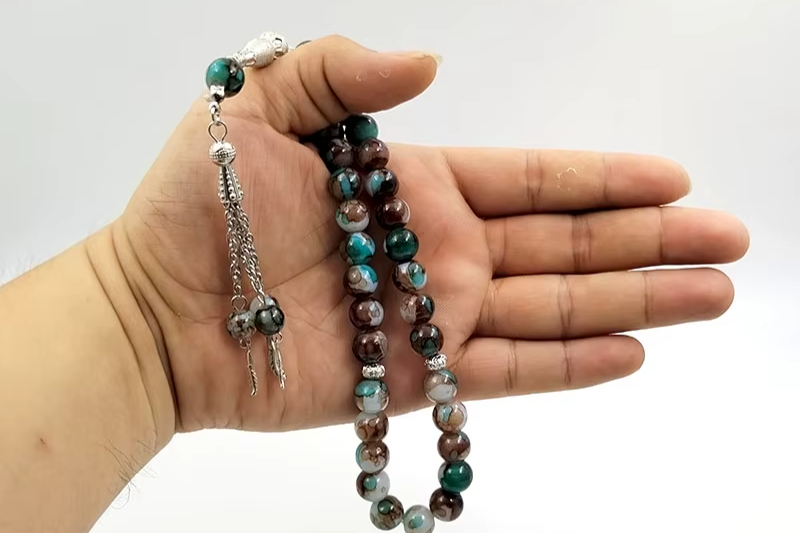 Tasbih Muslim Prayer Bead Islamic 33 Rosary Beads Bracelet Dark Brown Stone Eid Gift fashion