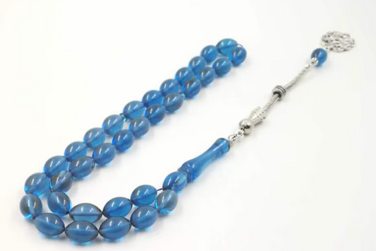 Blue Tasbih Resin Beads Metal tassel Special color Islam bracelet blue  Muslim rosary